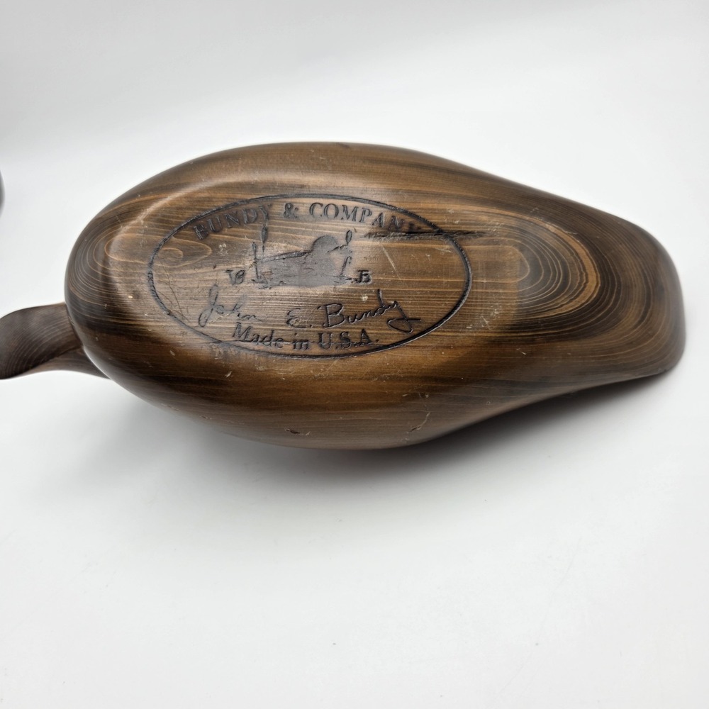 Vintage Bundy & Company John E. Bundy Wooden Duck Decoy Carving Signed - Picture 11 of 15